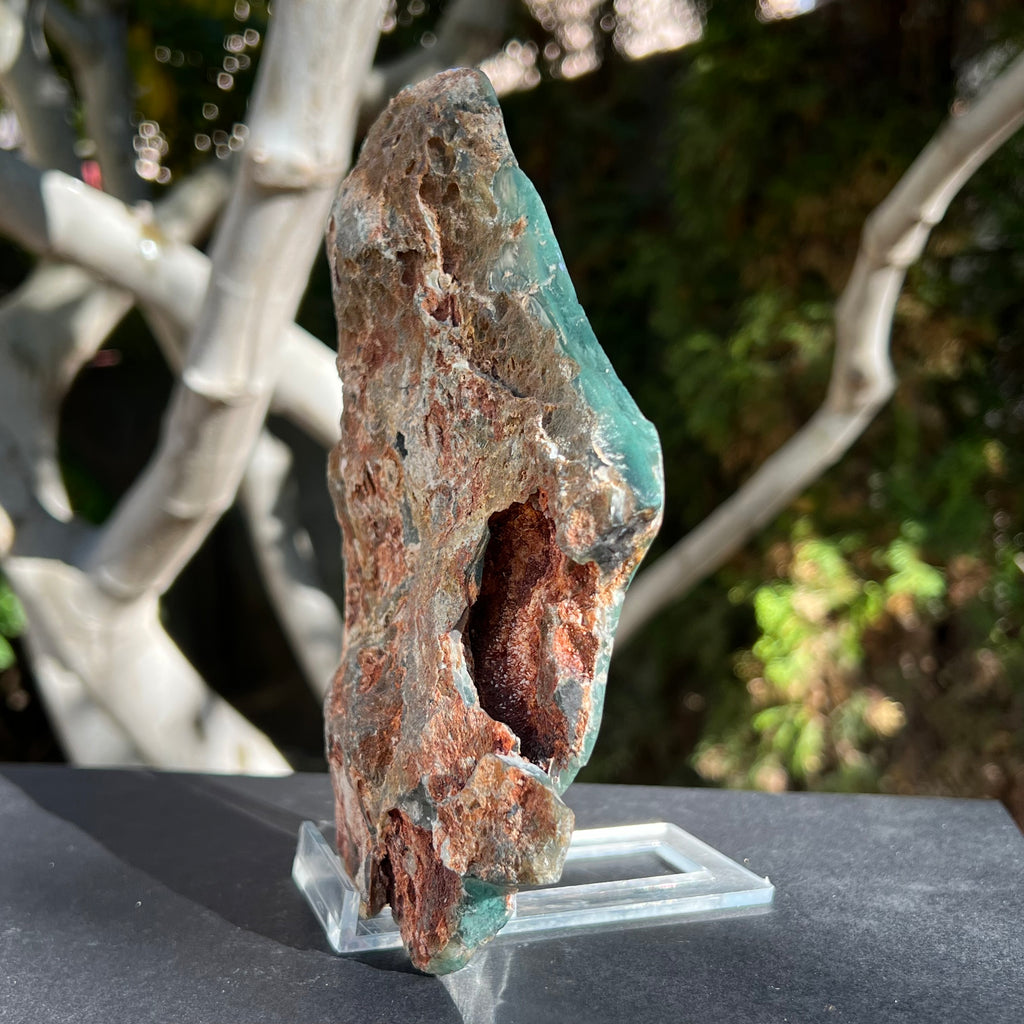 Crisopraz polisat pe o fata XL1 - 18 cm, druzy.ro, cristale 4
