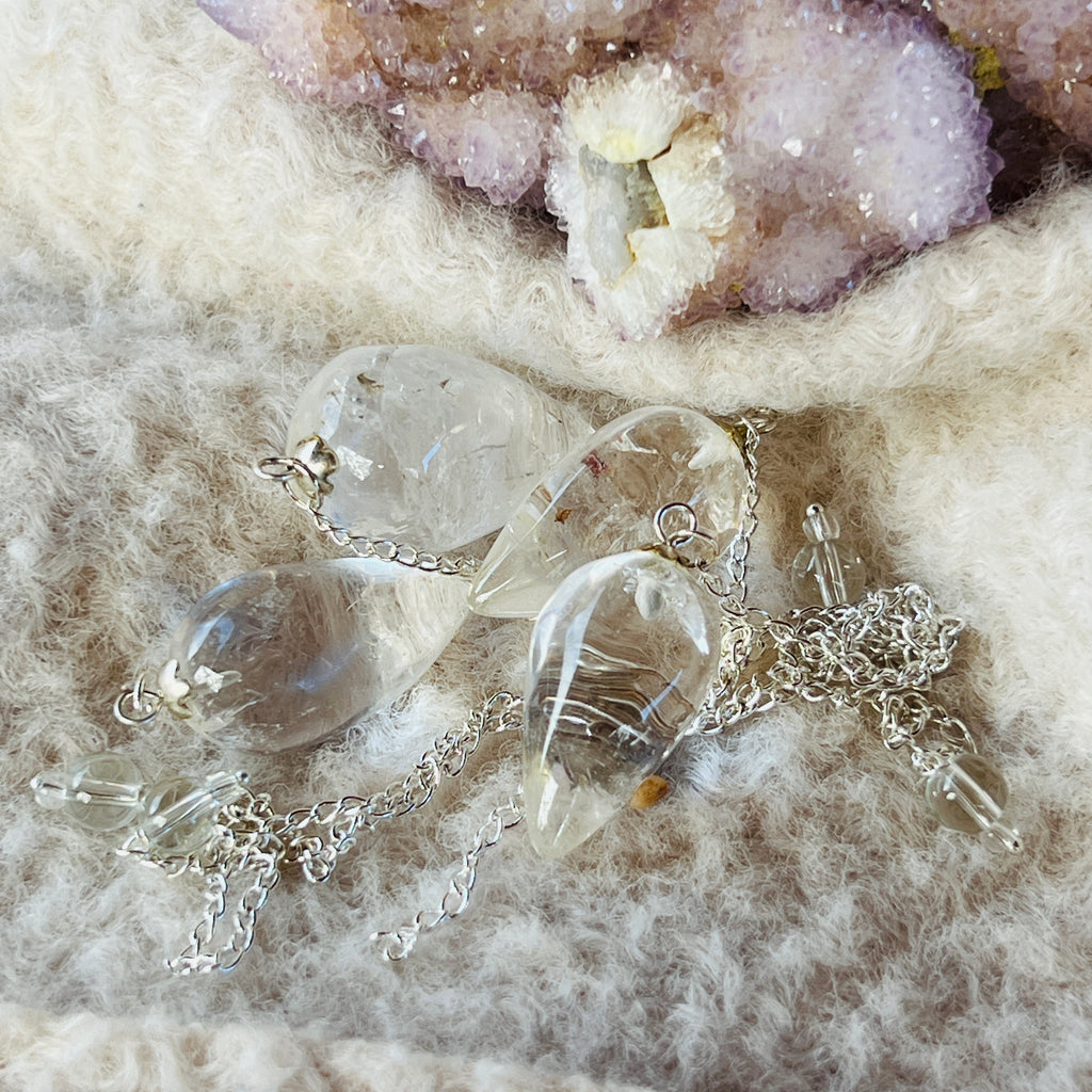 Pendul cuart "drop" cu bila de cristal, pietre semipretioase - druzy.ro 2 