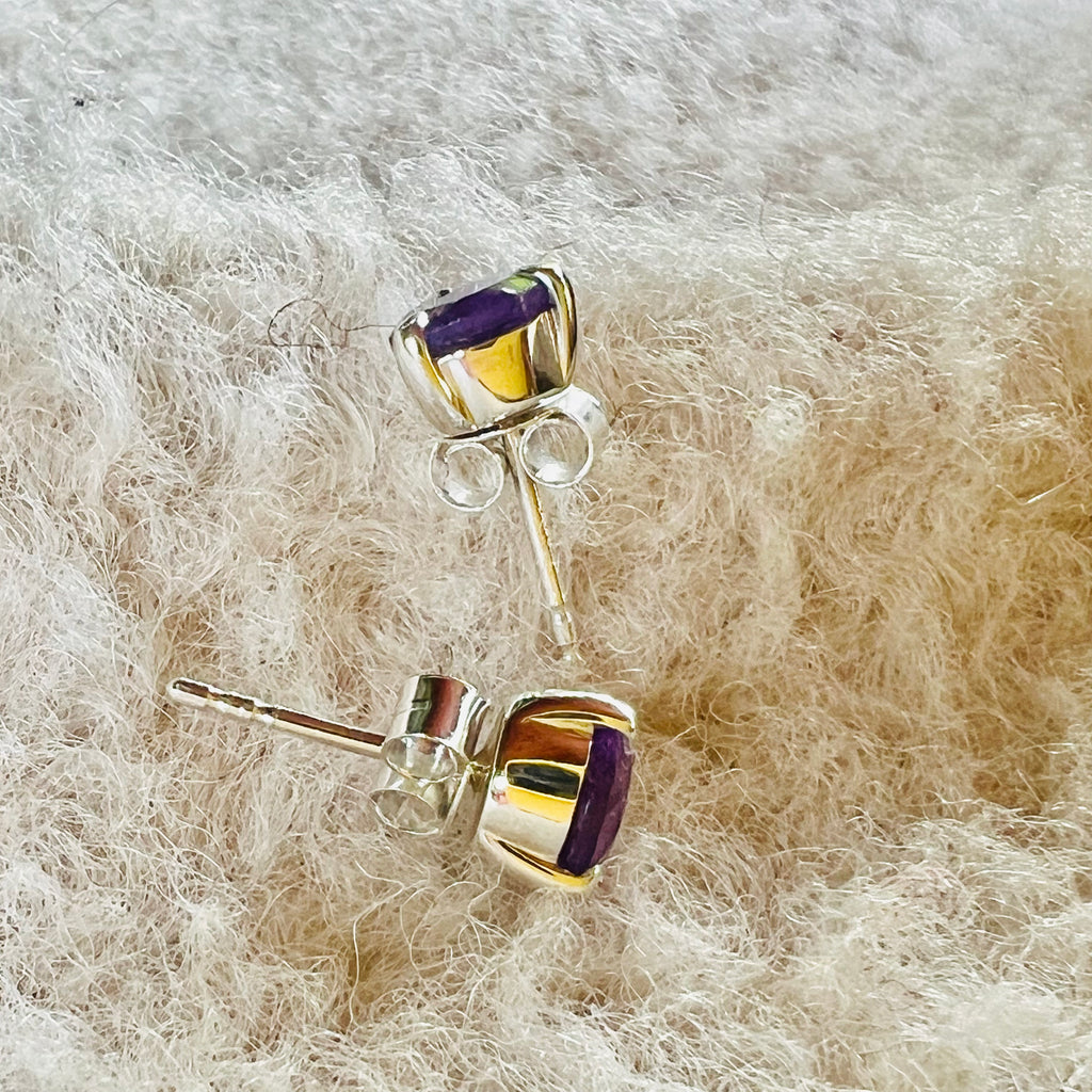 Cercei stud ametist argint 6 mm Round/3, druzy.ro, pietre semipretioase 2