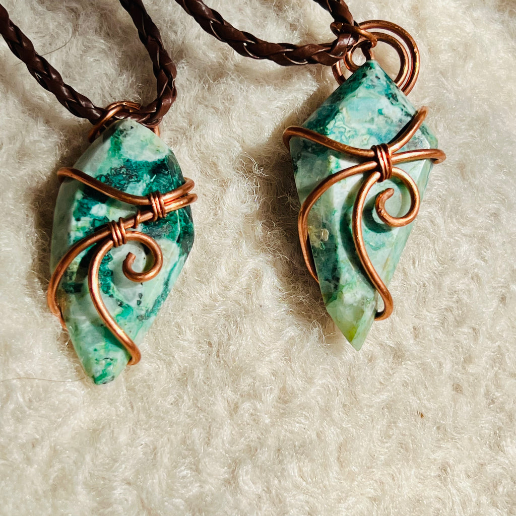 Colier pandantiv ajoit in cupru/artistic wire m2, druzy.ro, cristale 1