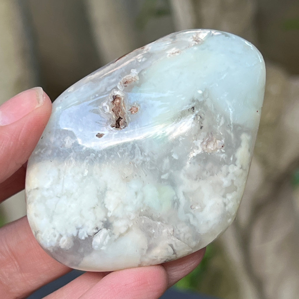 Palmstone calcedonie cu crom albastru-verzuie din Zimbabwe | Model 7, pietre semipretioase - druzy.ro 3 