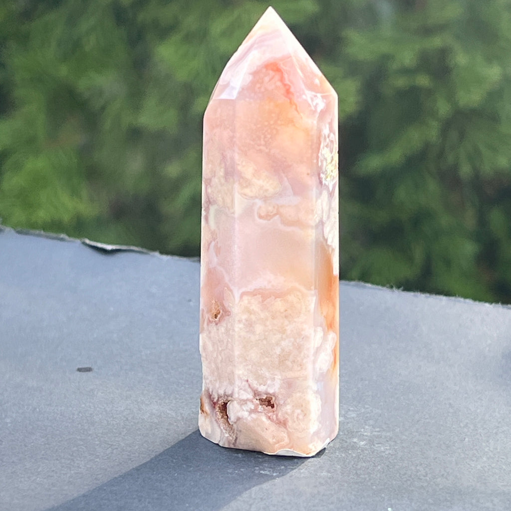Obelisc agat coral floare model 1, pietre semipretioase - druzy.ro 2 