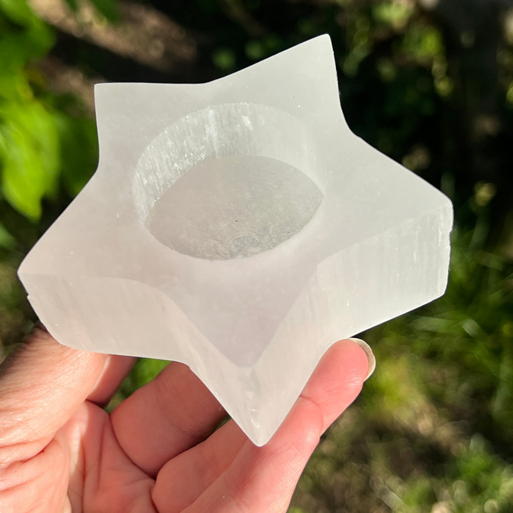 Suport lumanare selenit stea, pietre semipretioase - druzy.ro 3 