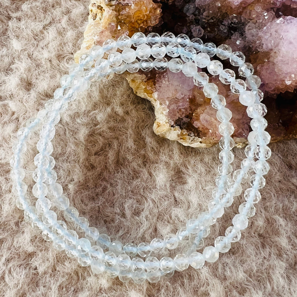 Bratara fatetata 4 mm topaz albastru, pietre semipretioase, DRUZY.RO 1