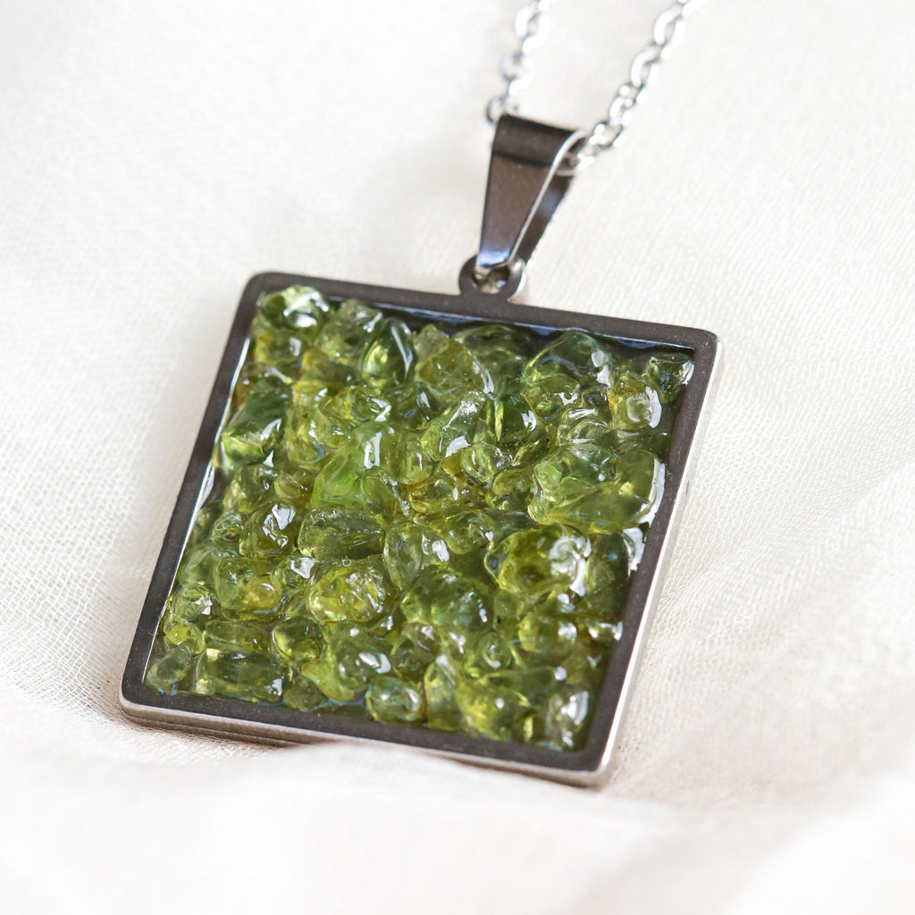 Set bijuterii peridot SQUARE, druzy.ro, cristale 2