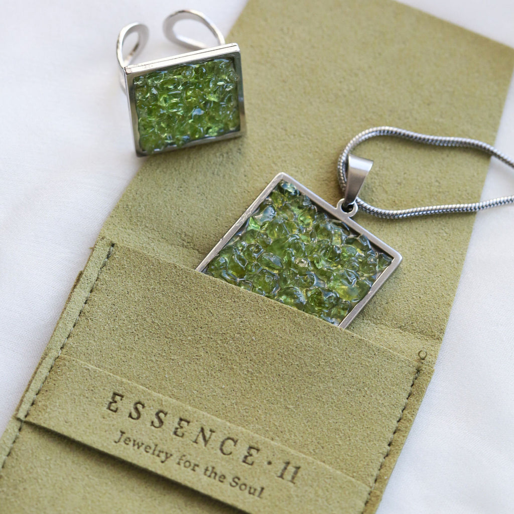 Set bijuterii peridot SQUARE, druzy.ro, cristale 4