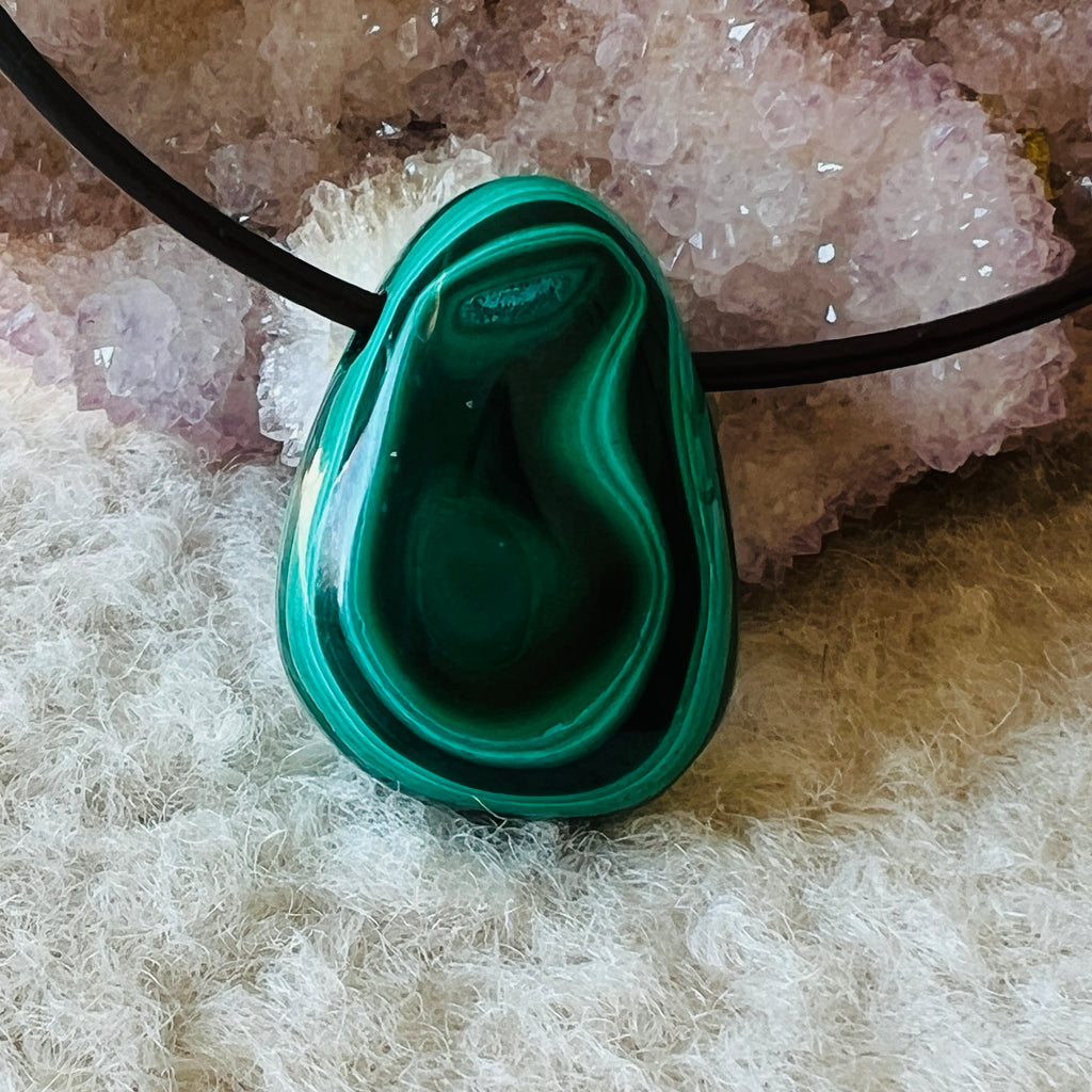 Colier pandantiv malachit DROP, pietre semipretioase - druzy.ro 1 