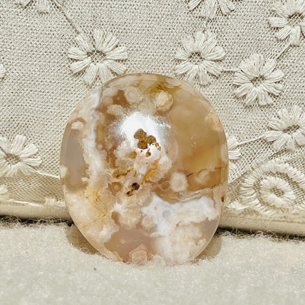 Palmstone agat coral floare rosu m6, druzy.ro, cristale 2