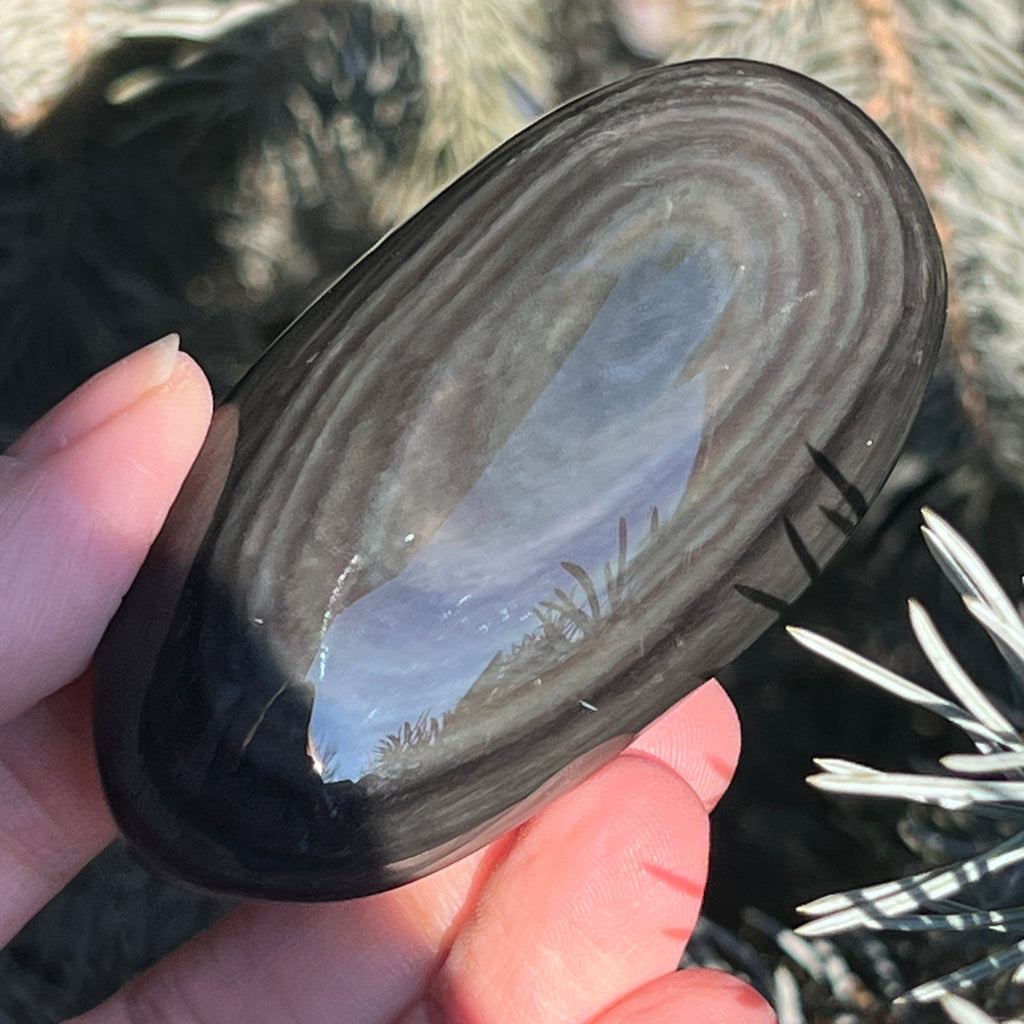 Obsidian argintiu palmstone model 7, pietre semipretioase - druzy.ro 6 