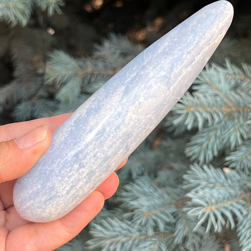 Bagheta calcit albastru model 1 din Madagascar, pietre semipretioase - druzy.ro 2 