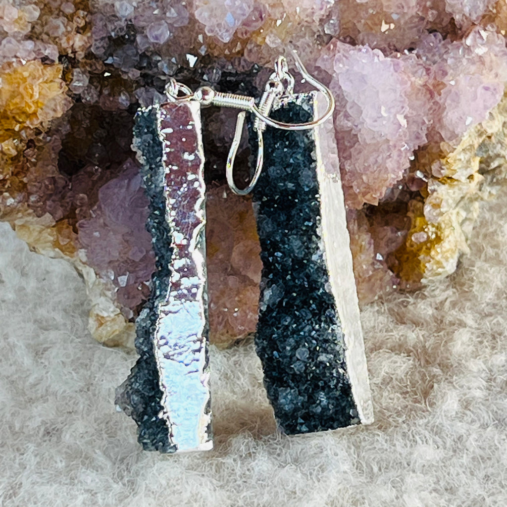 Cercei felii agat druzy placati cu argint din Brazilia model 4, druzy.ro, cristale 2