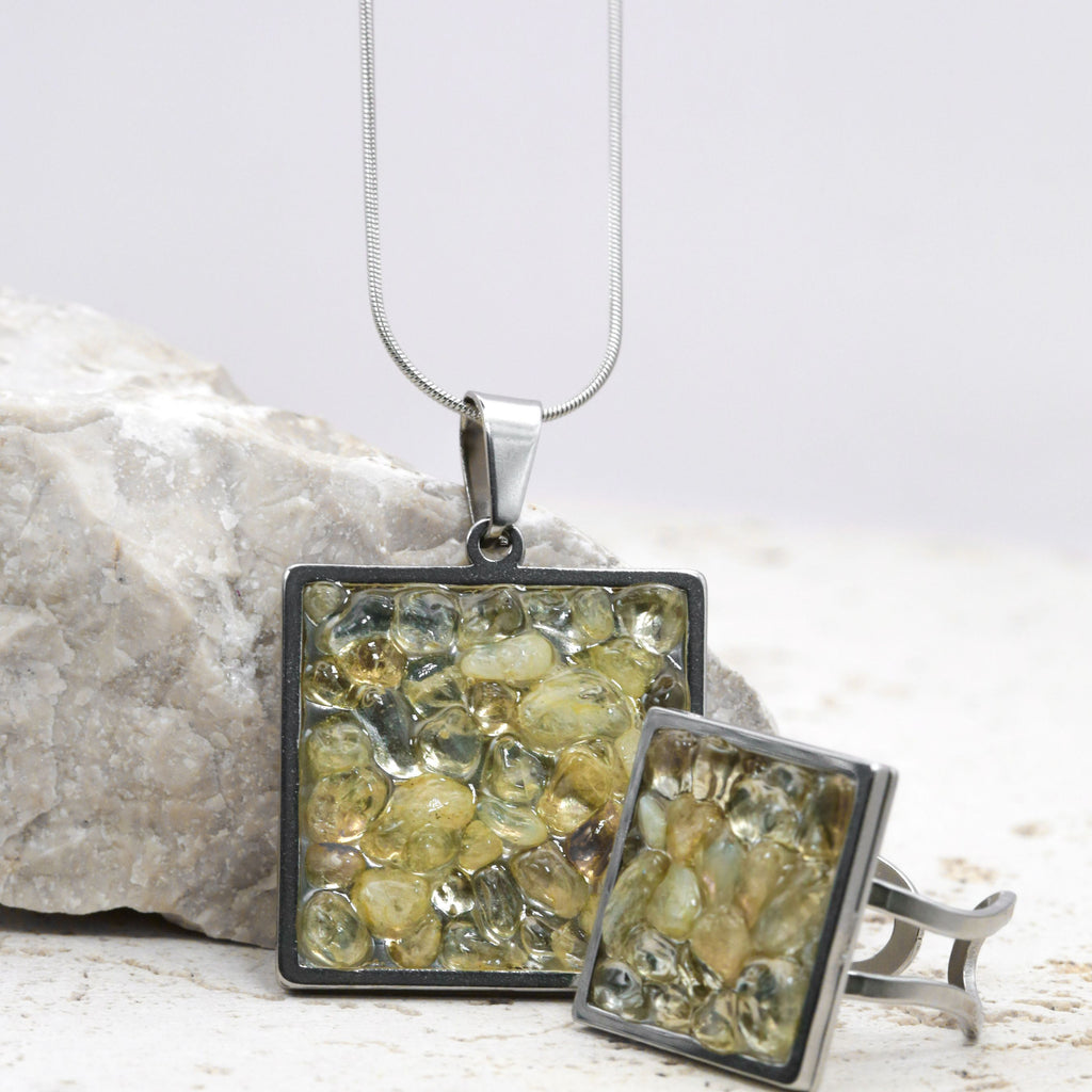 Set bijuterii citrin SQUARE, druzy.ro, cristale 2