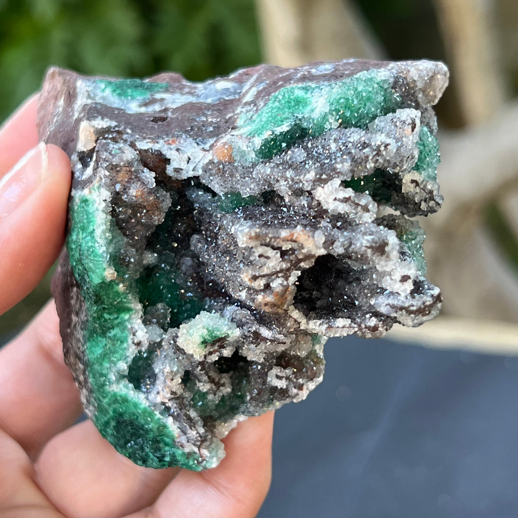 Malachit & dolomit in matrix cuart, cupru din Congo model 1, druzy.ro, pietre semipretioase 12