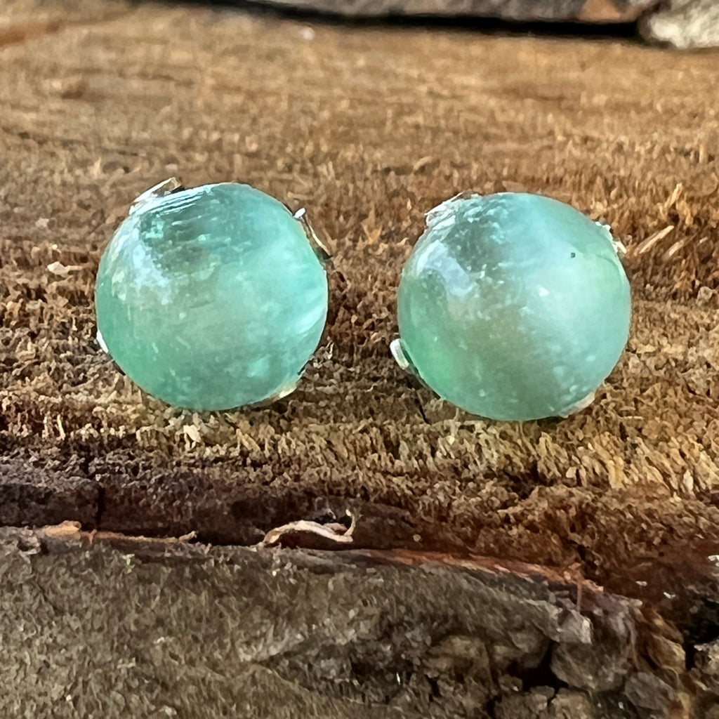 Cercei stud selenit verde 8 mm, pietre semipretioase - druzy.ro 3 