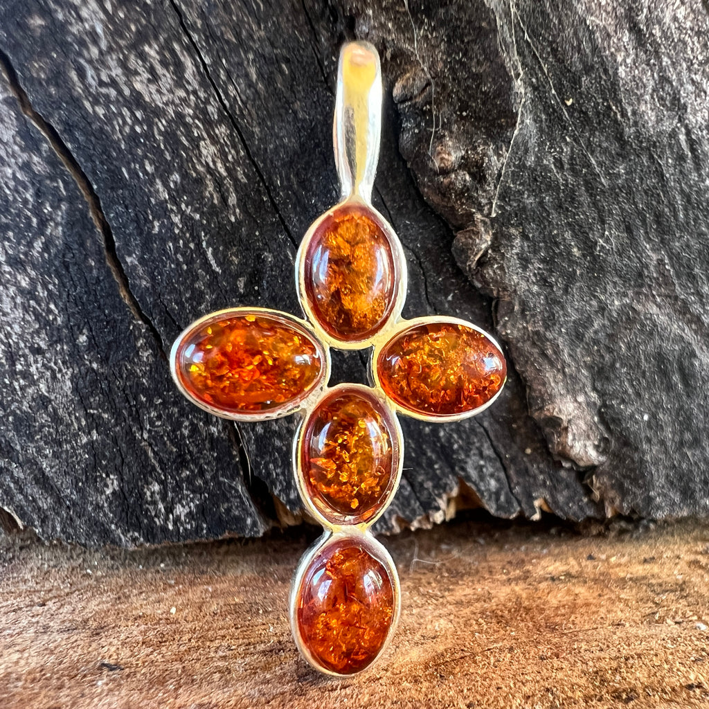 Pandantiv argint cu chihlimbar forma cruce Amber30, pietre semipretioase - druzy.ro 3 