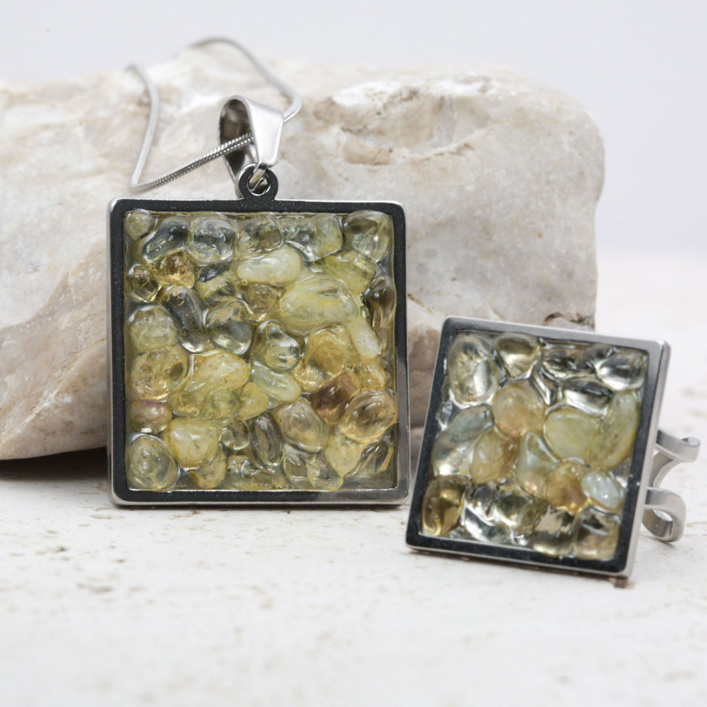 Set bijuterii citrin SQUARE, druzy.ro, cristale 3