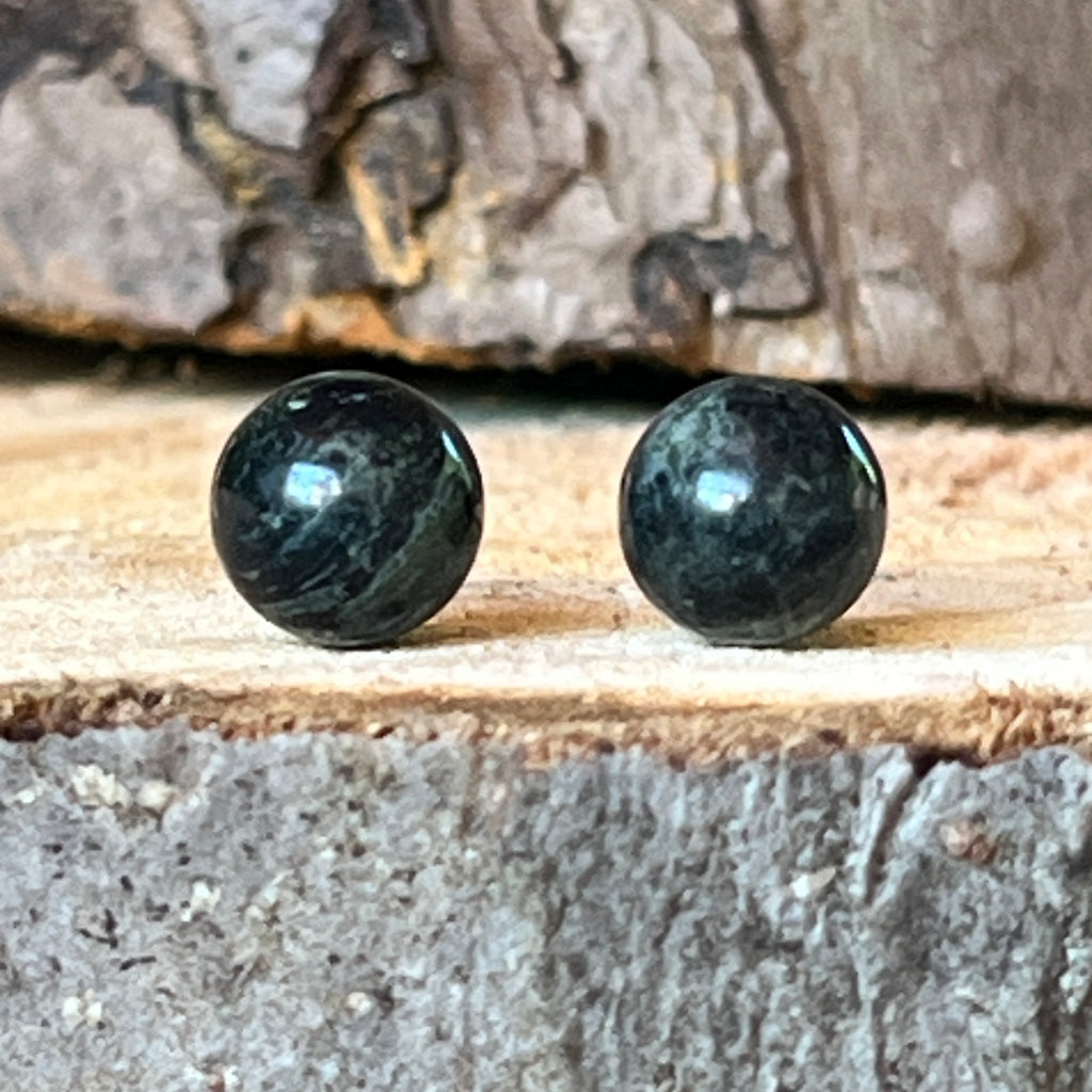 Cercei stud sfere jasp kambaba 8 mm, pietre semipretioase - druzy.ro 1 