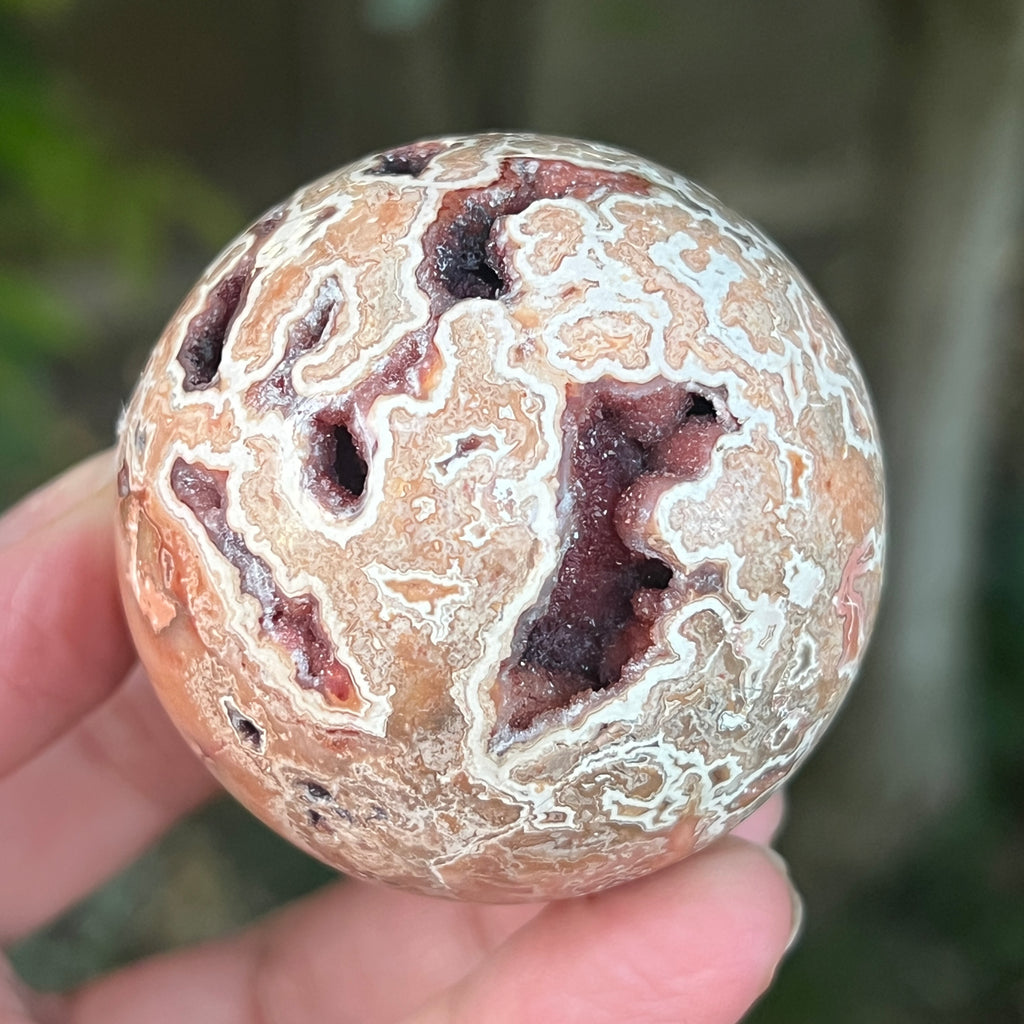 Sfera agat Crazy Lace | Model 14, pietre semipretioase - druzy.ro 4 