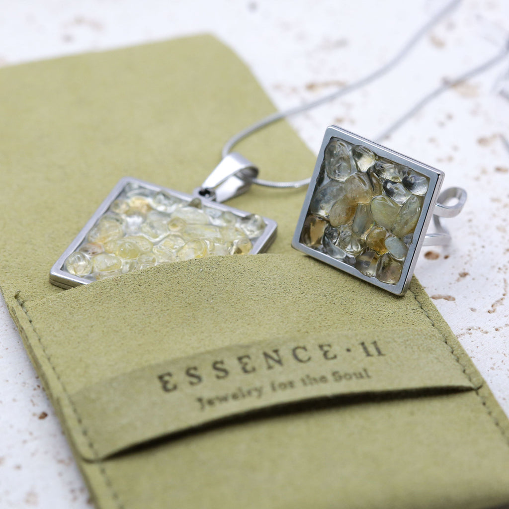 Set bijuterii citrin SQUARE, druzy.ro, cristale 5