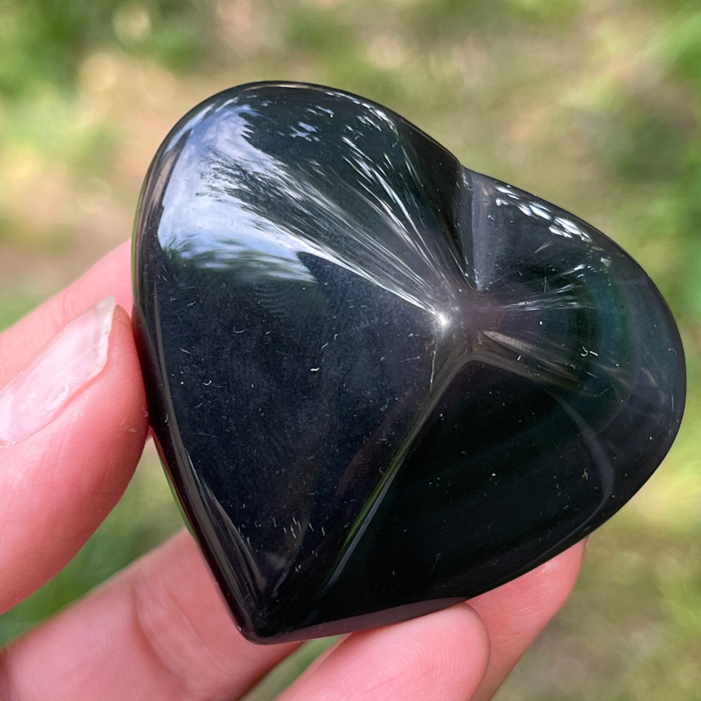 Obsidian curcubeu inima model 9, pietre semipretioase - druzy.ro 4 