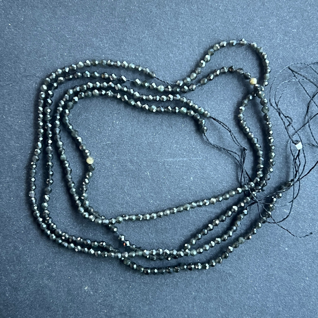 Sirag margele pietre semipretioase sfere fatetate OBSIDIAN ARGINTIU, pietre semipretioase - druzy.ro 1 