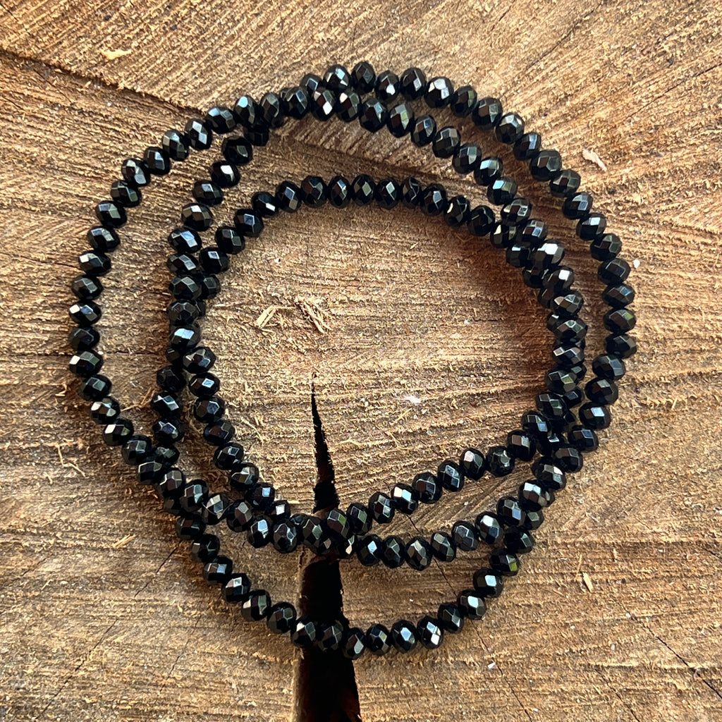 Bratara fatetata discuri agat negru 4 mm, pietre semipretioase - druzy.ro 1 