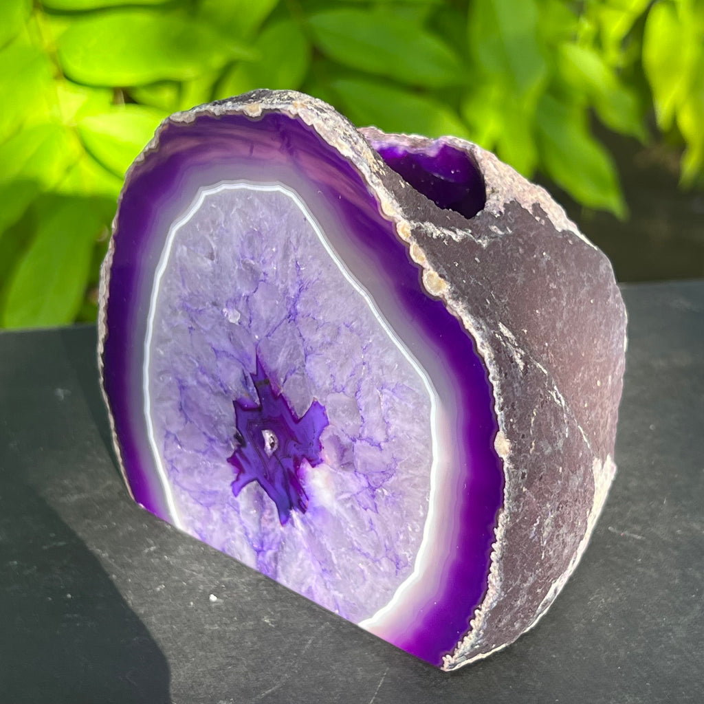 Suport lumanare din agat mov, bookend, suport carti, druzy.ro, pietre semipretioase 2