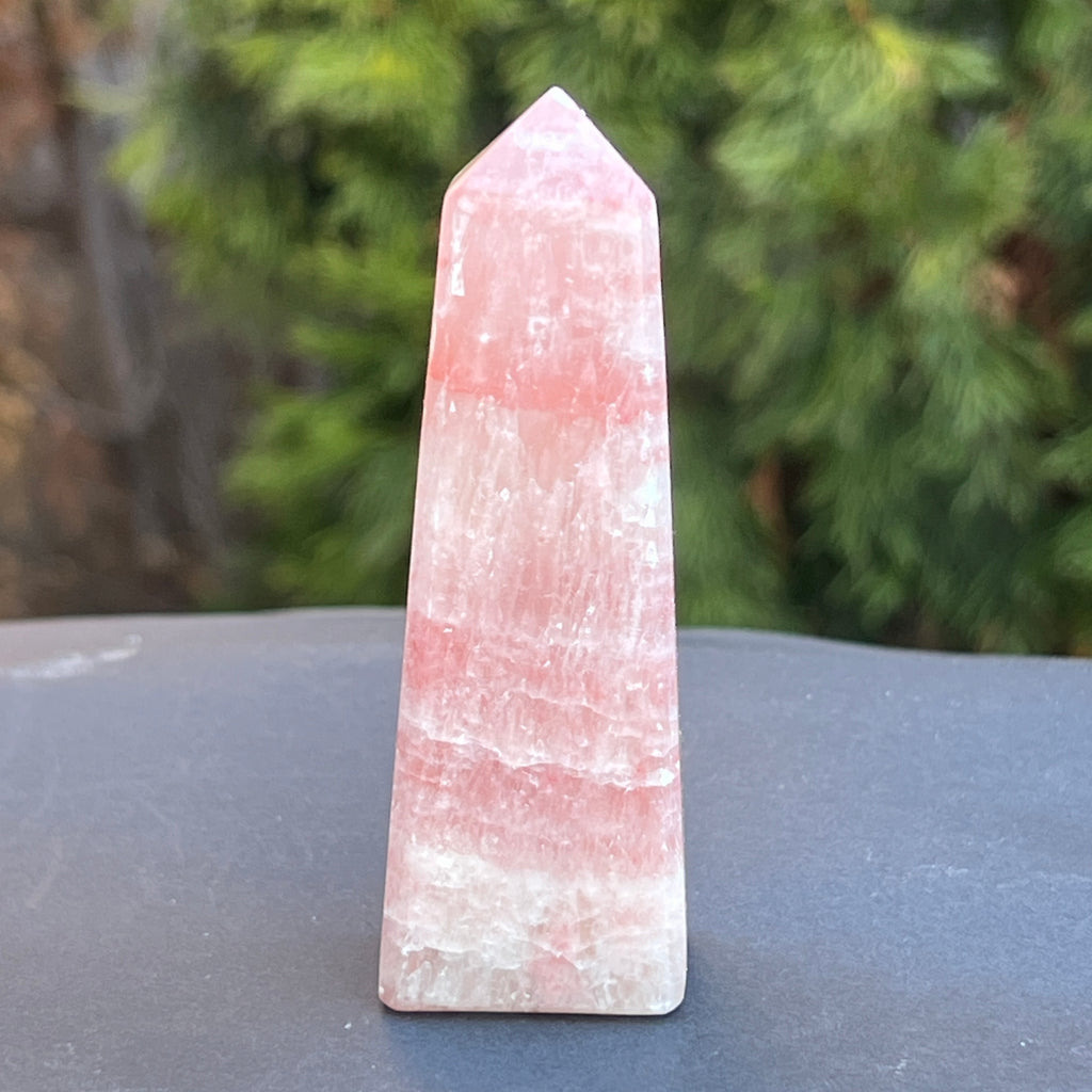 Obelisc calcit roz model 1, pietre semipretioase - druzy.ro 2 