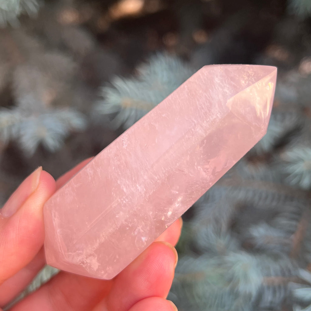 Dublu varf cuart roz model 1 din Madagascar, pietre semipretioase - druzy.ro 3