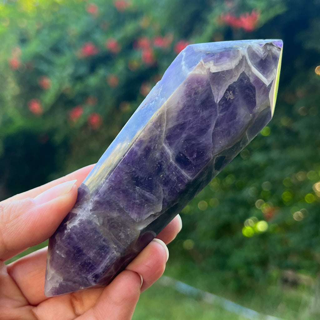 Dublu varf ametist chevron model L2, pietre semipretioase - druzy.ro 1 