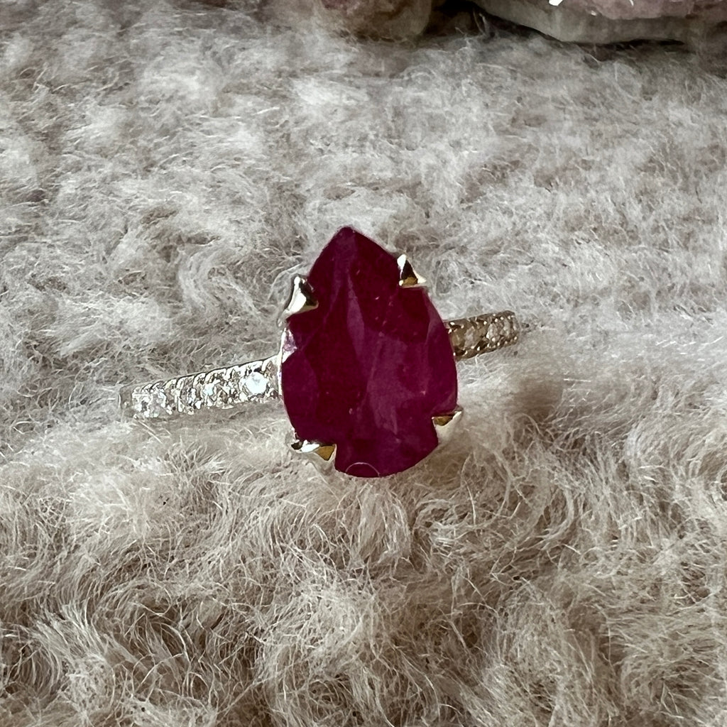Inel rubin cu topaz din argint Pear 10 mm, pietre semipretioase - druzy.ro 2 