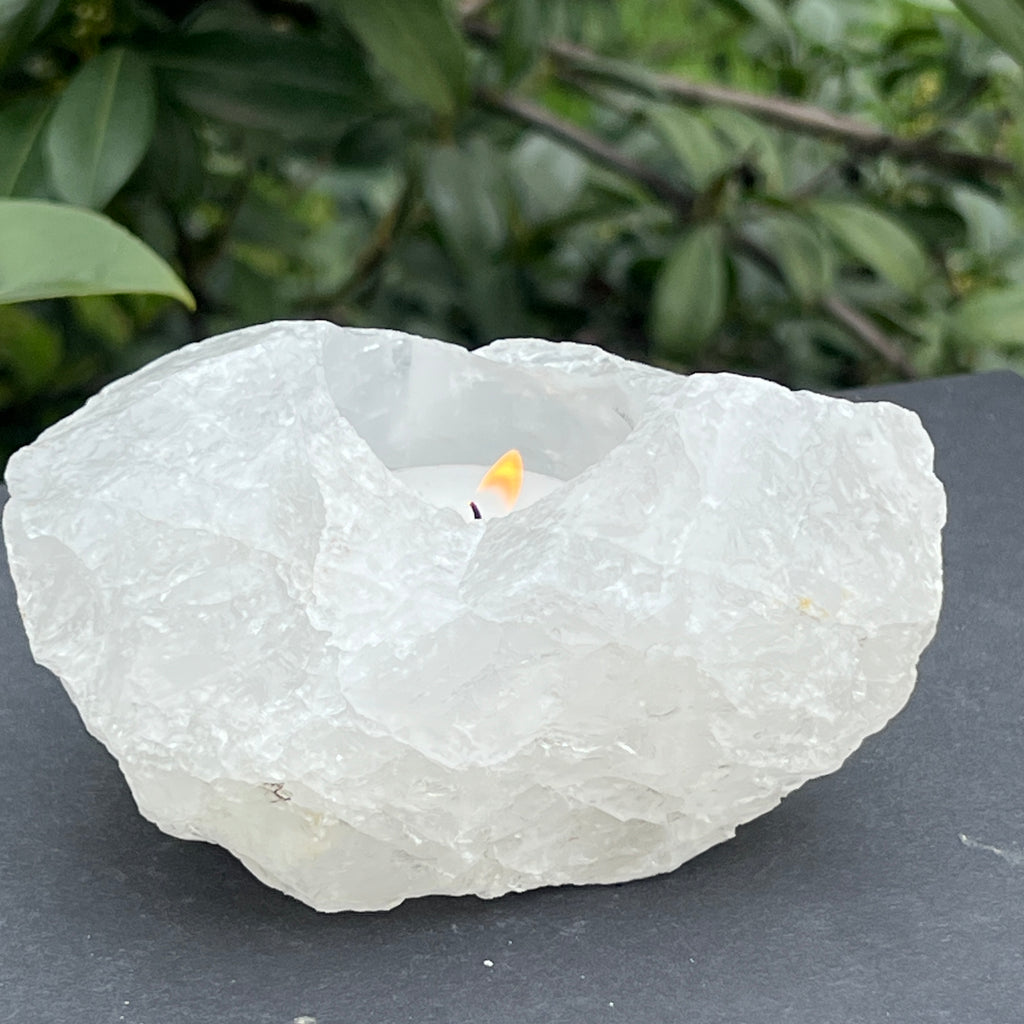Suport lumanare din cuart de stanca model 2 marimea L, pietre semipretioase - druzy.ro 2 