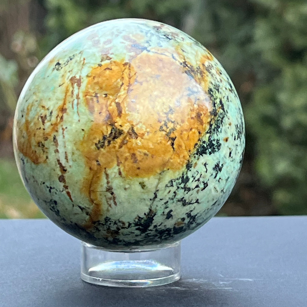 Sfera 7.2 cm crisocola mina Messina, Congo, model 1, druzy.ro, cristale 7