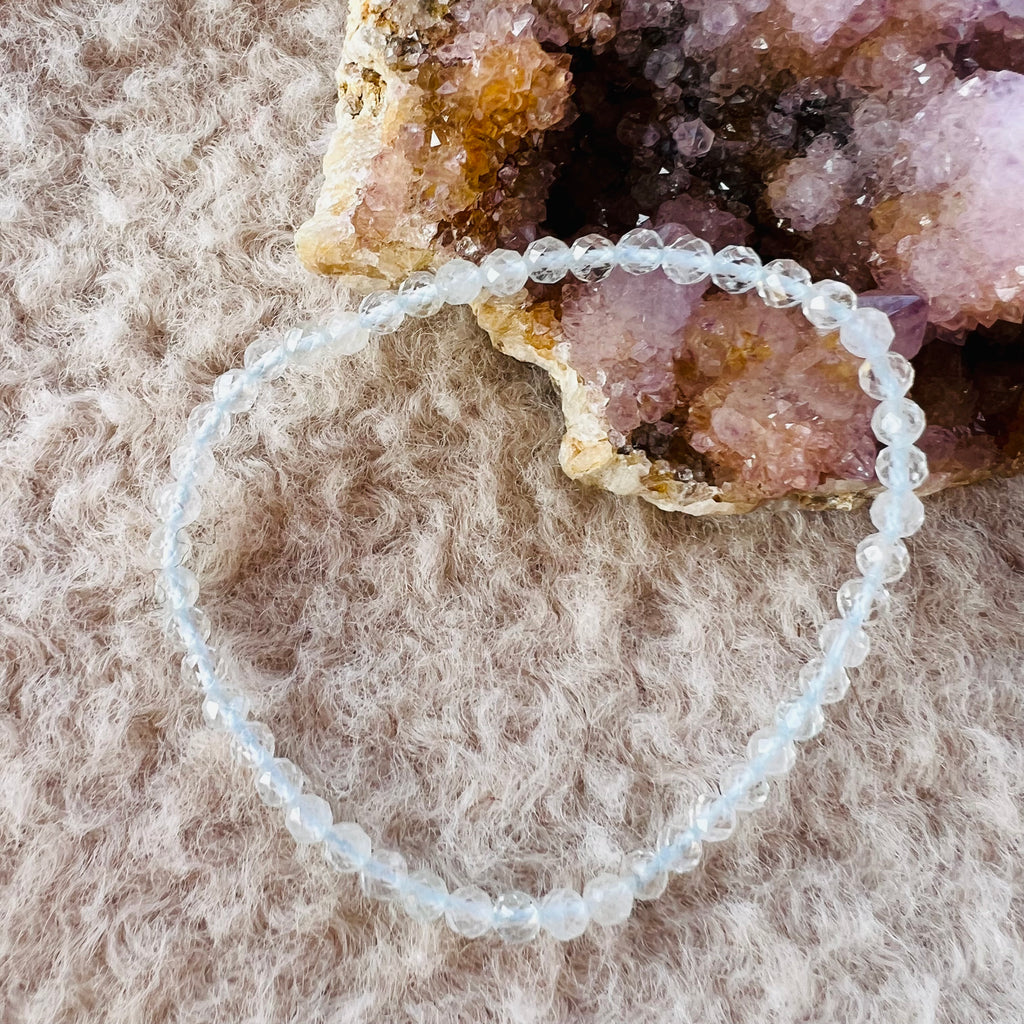 Bratara fatetata 4 mm topaz albastru, pietre semipretioase, DRUZY.RO 2