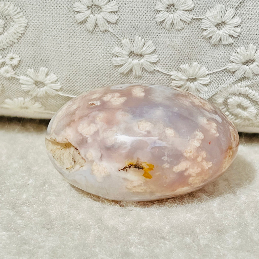 Palmstone agat coral floare albastru m21, druzy.ro, cristale 3