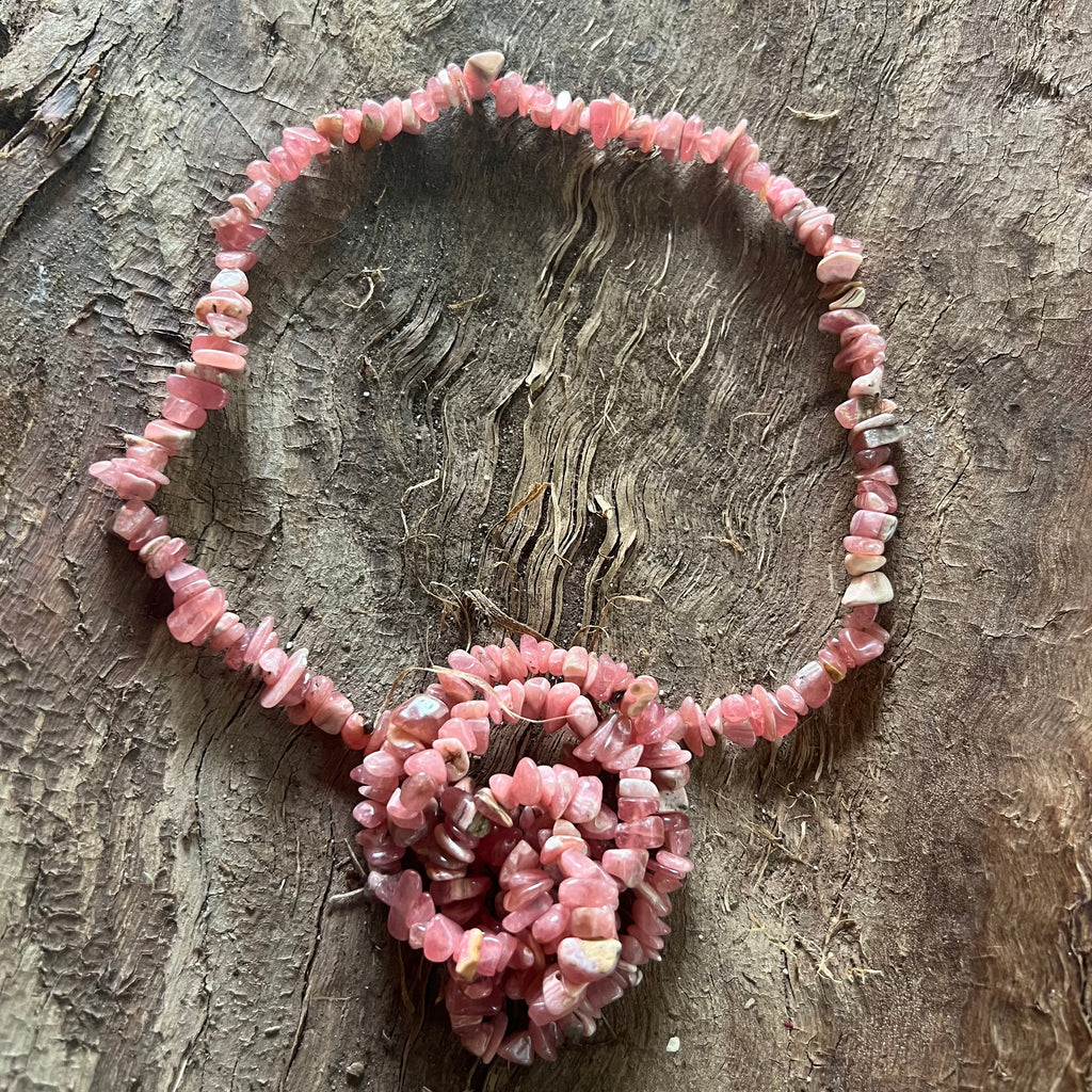 Colier lung chipsuri rodocrozit, druzy.ro, pietre semipretioase 4