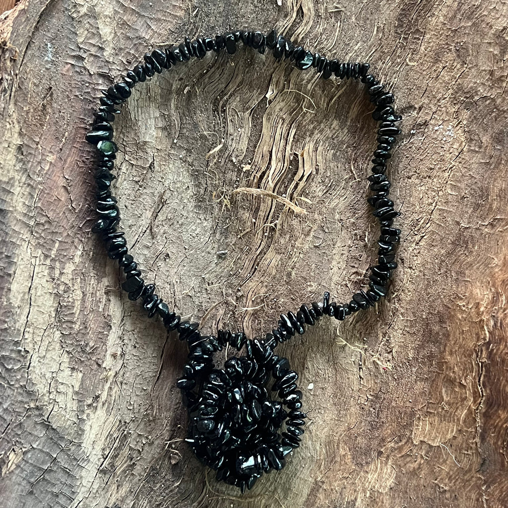 Colier lung chipsuri turmalina neagra, druzy.ro, pietre semipretioase 1