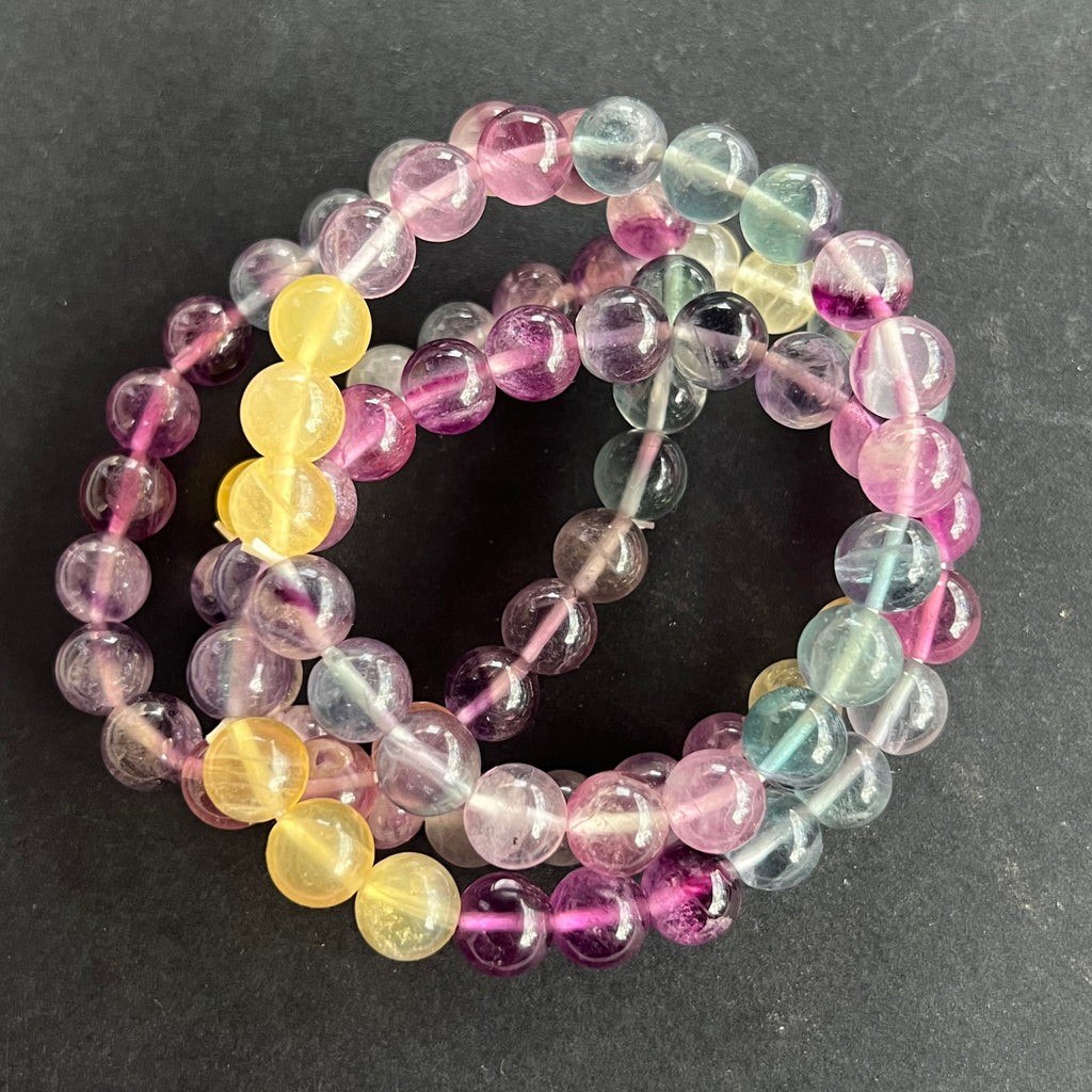 Bratara fluorit curcubeu 8 mm model 2, druzy.ro, cristale 1