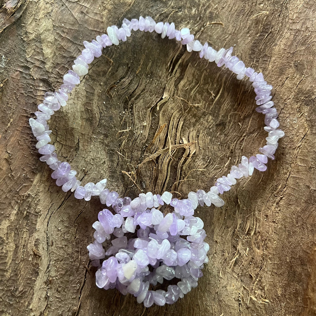 Colier lung chipsuri ametist lavanda, druzy.ro, pietre semipretioase 1
