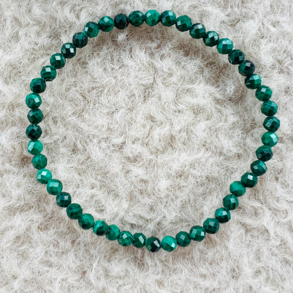 Bratara malachit fatetata 4 mm, pietre semipretioase, DRUZY.RO 2