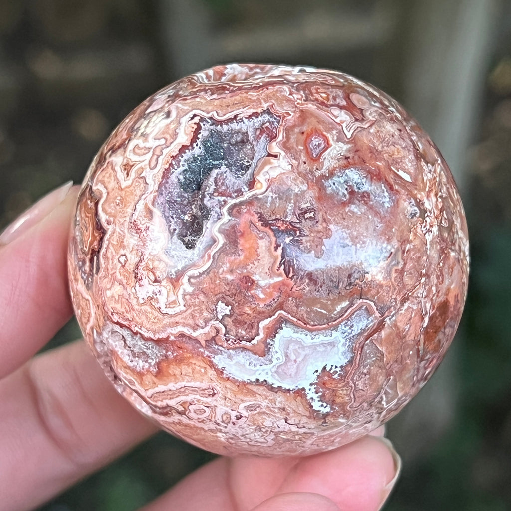 Sfera agat Crazy Lace | Model 15, pietre semipretioase - druzy.ro 5 