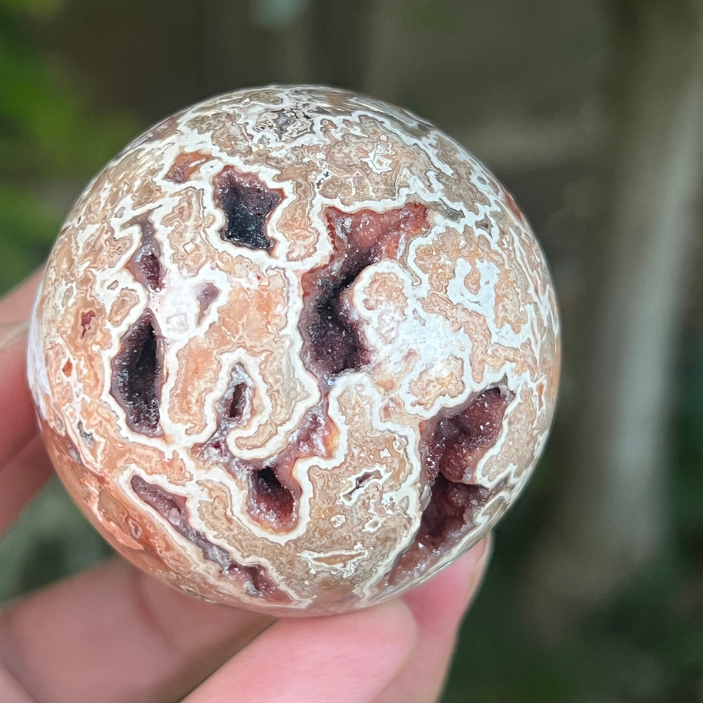 Sfera agat Crazy Lace | Model 14, pietre semipretioase - druzy.ro 2 