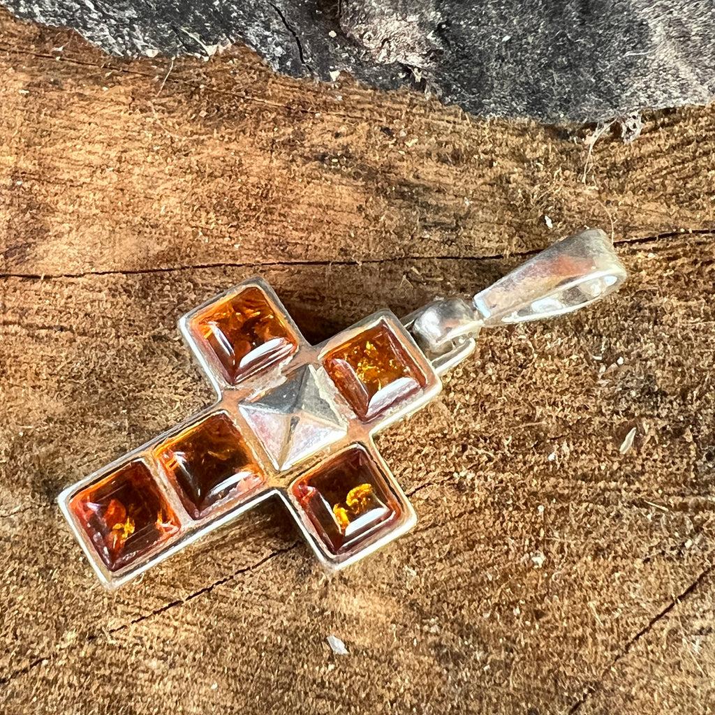 Pandantiv argint cu chihlimbar forma cruce Amber32, pietre semipretioase - druzy.ro 4 