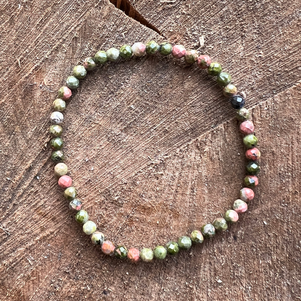 Bratara fatetata unakit 4 mm, pietre semipretioase - druzy.ro 2 