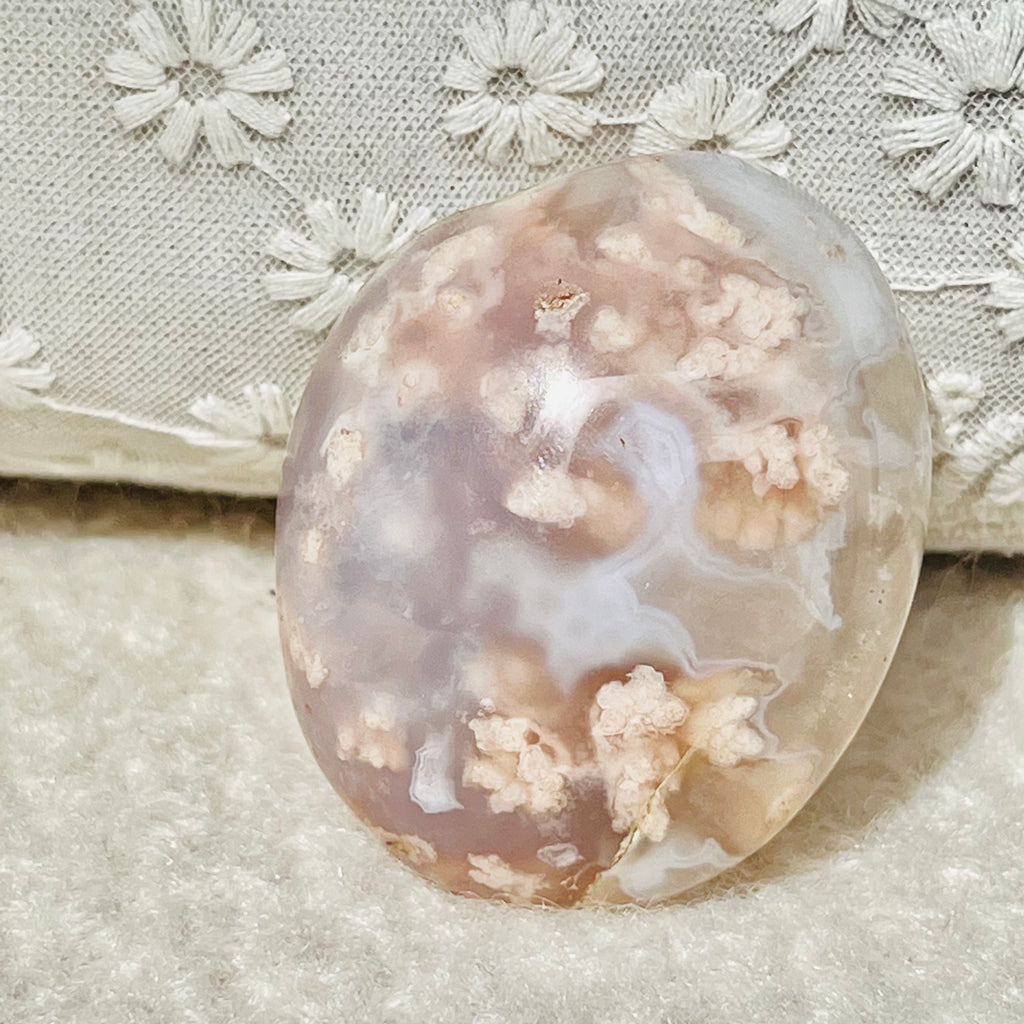 Palmstone agat coral floare albastru m21, druzy.ro, cristale 1