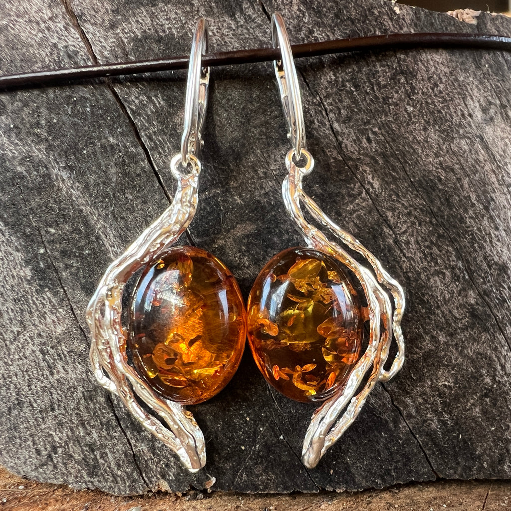 Cercei argint cu chihlimbar Amber14, pietre semipretioase - druzy.ro 3 