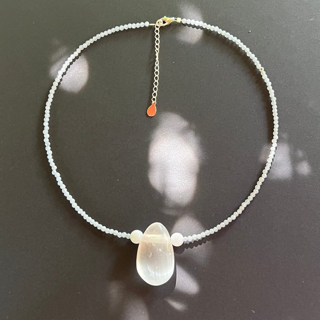 Colier angelit si selenit Celestia#72, pietre semipretioase - druzy.ro 7 
