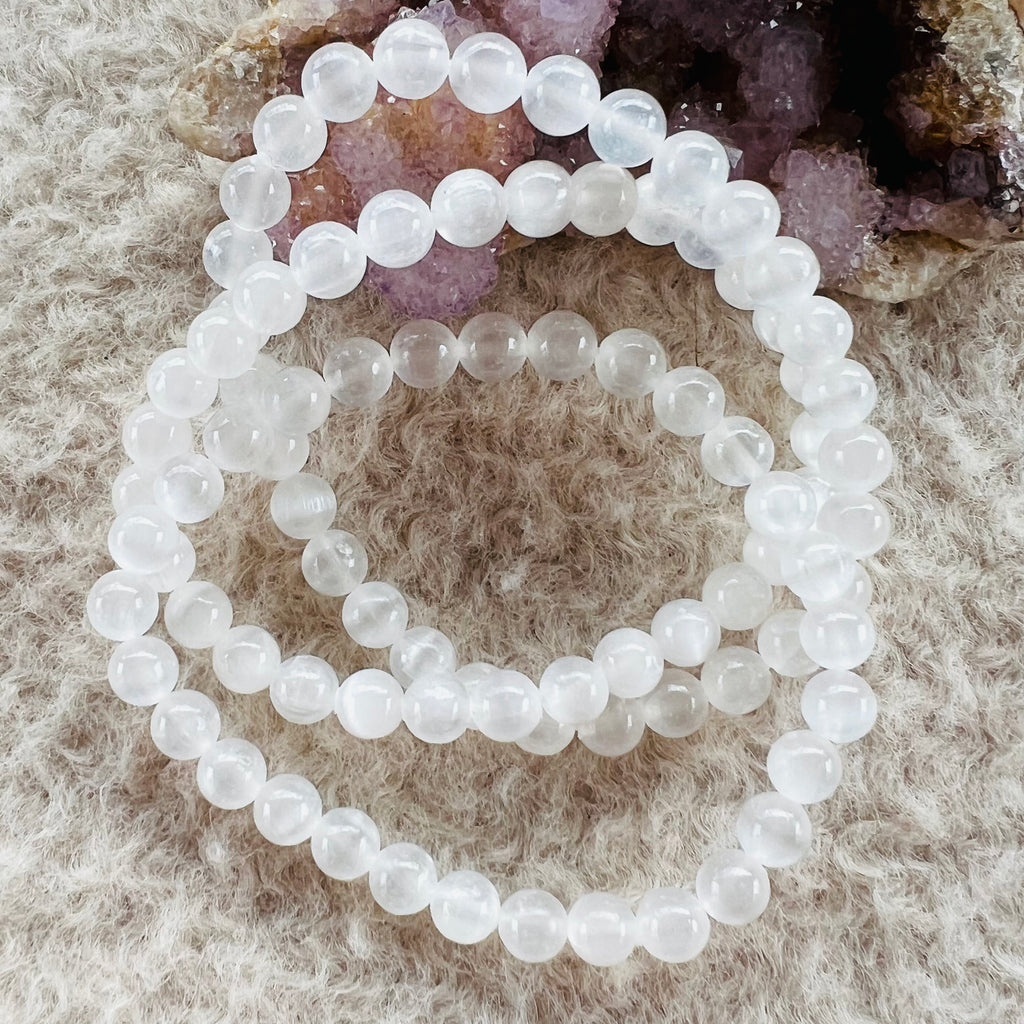 Bratara selenit 6 mm, pietre semipretioase, DRUZY.RO 3