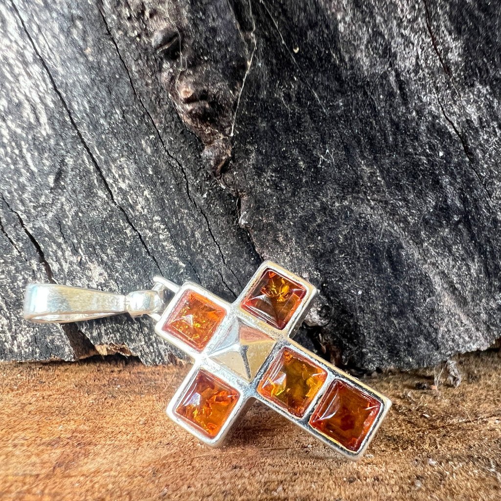 Pandantiv argint cu chihlimbar forma cruce Amber32, pietre semipretioase - druzy.ro 3 