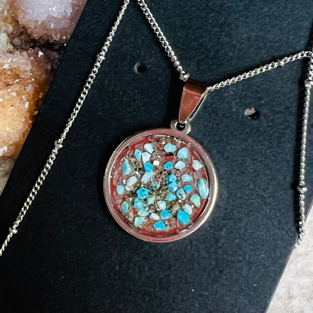 Colier Shine turcoaz, druzy.ro, cristale 1